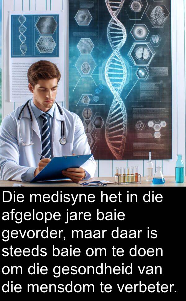 jare: Die medisyne het in die afgelope jare baie gevorder, maar daar is steeds baie om te doen om die gesondheid van die mensdom te verbeter.