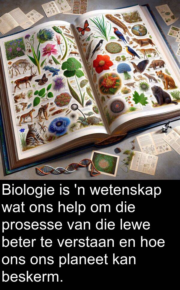 beskerm: Biologie is 'n wetenskap wat ons help om die prosesse van die lewe beter te verstaan en hoe ons ons planeet kan beskerm.