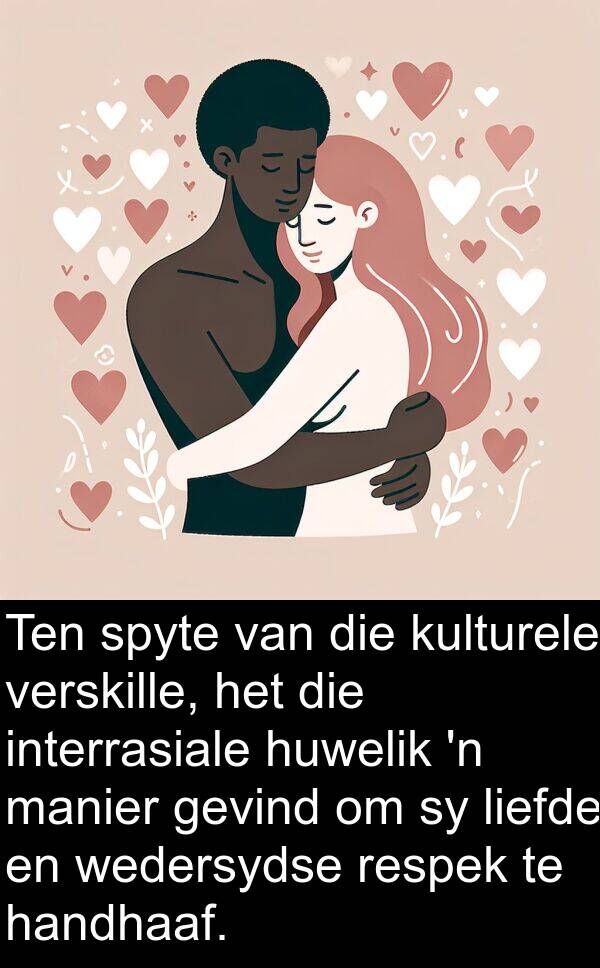 handhaaf: Ten spyte van die kulturele verskille, het die interrasiale huwelik 'n manier gevind om sy liefde en wedersydse respek te handhaaf.