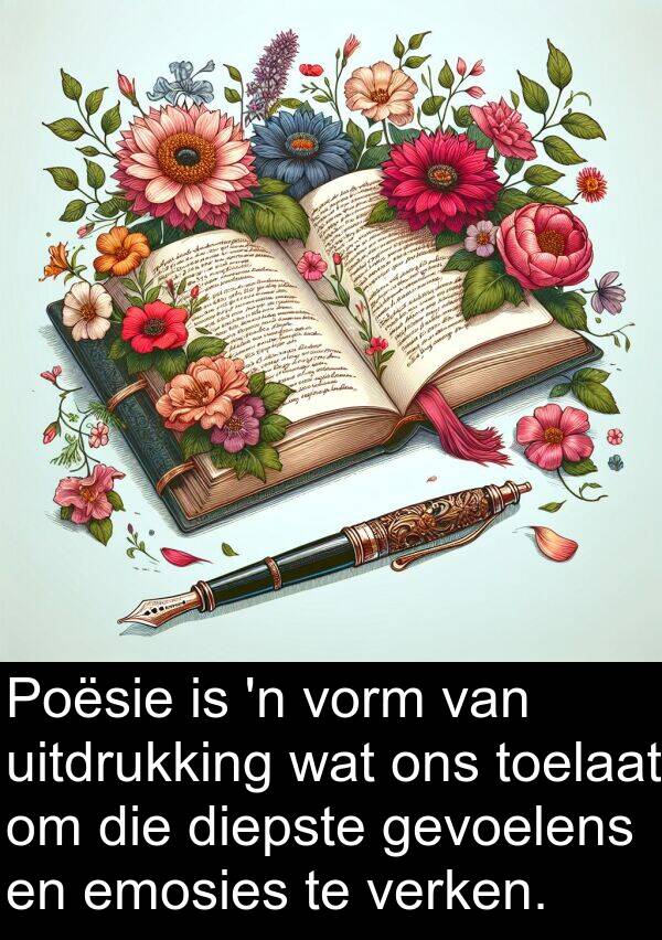 toelaat: Poësie is 'n vorm van uitdrukking wat ons toelaat om die diepste gevoelens en emosies te verken.