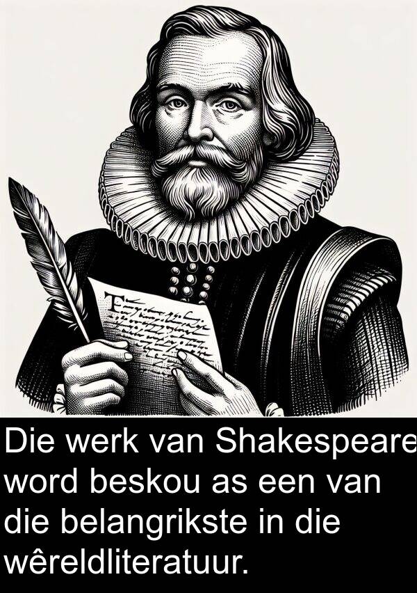 belangrikste: Die werk van Shakespeare word beskou as een van die belangrikste in die wêreldliteratuur.