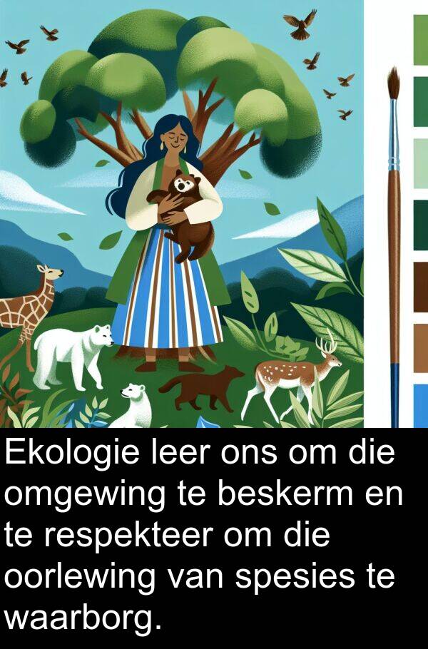 beskerm: Ekologie leer ons om die omgewing te beskerm en te respekteer om die oorlewing van spesies te waarborg.