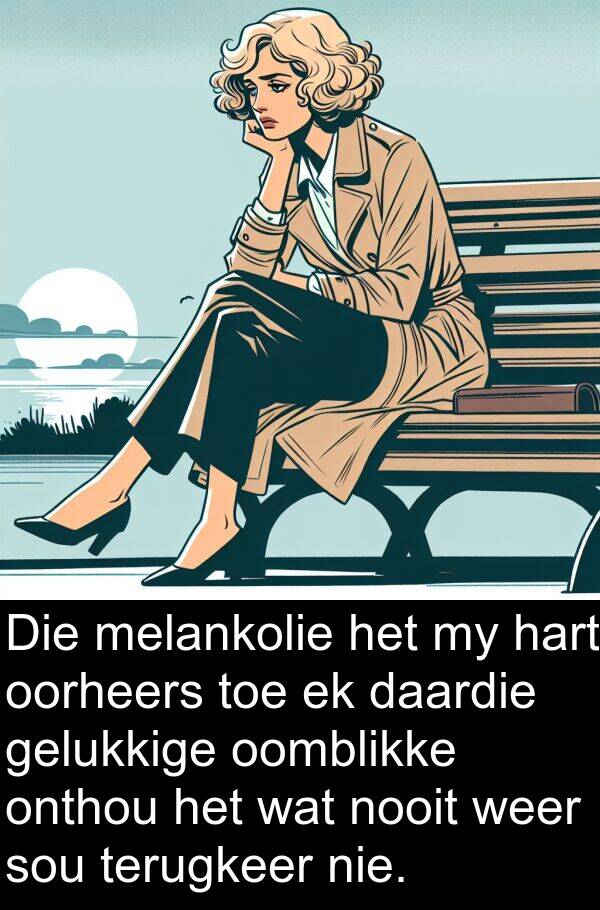 terugkeer: Die melankolie het my hart oorheers toe ek daardie gelukkige oomblikke onthou het wat nooit weer sou terugkeer nie.