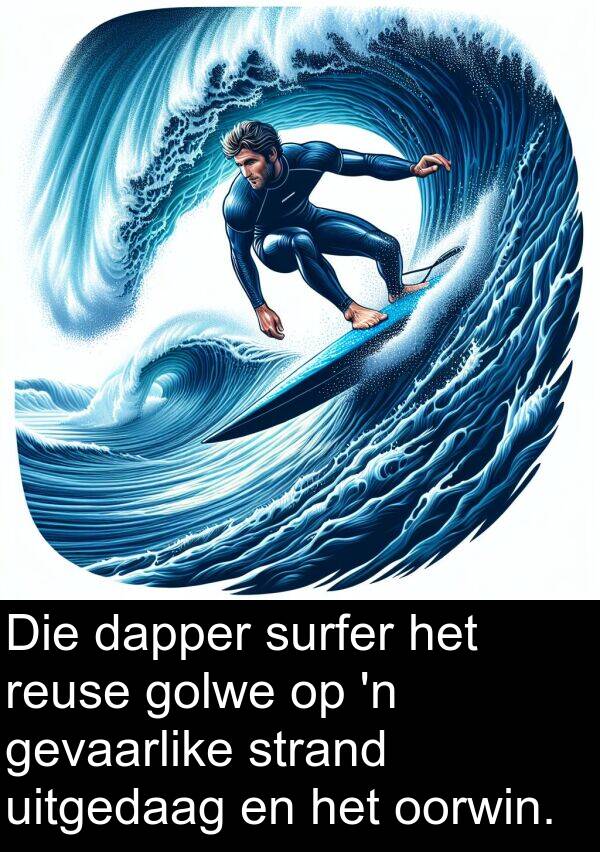 reuse: Die dapper surfer het reuse golwe op 'n gevaarlike strand uitgedaag en het oorwin.