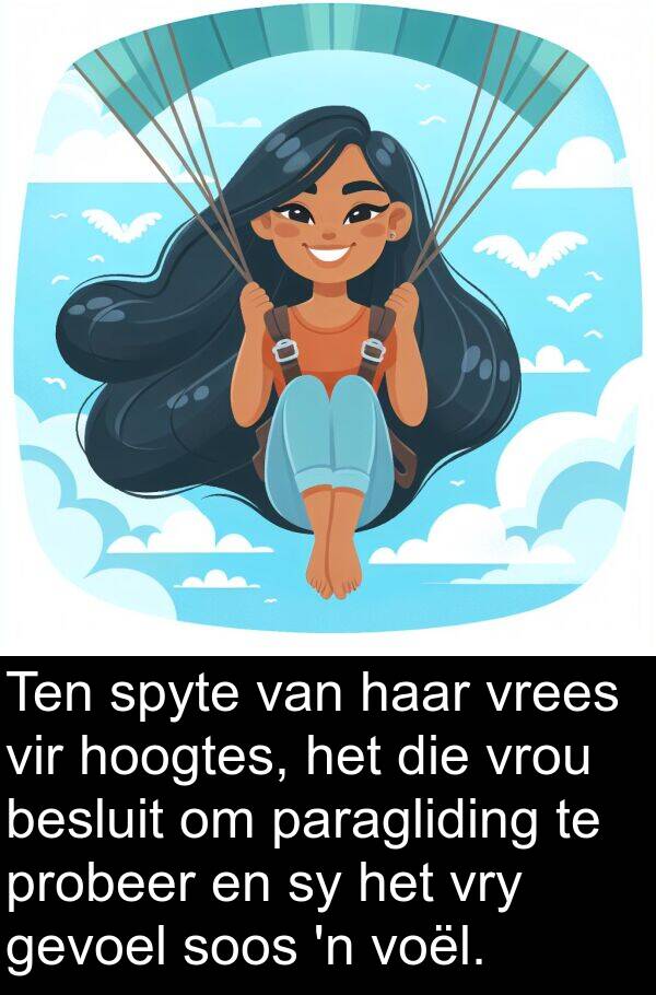 hoogtes: Ten spyte van haar vrees vir hoogtes, het die vrou besluit om paragliding te probeer en sy het vry gevoel soos 'n voël.