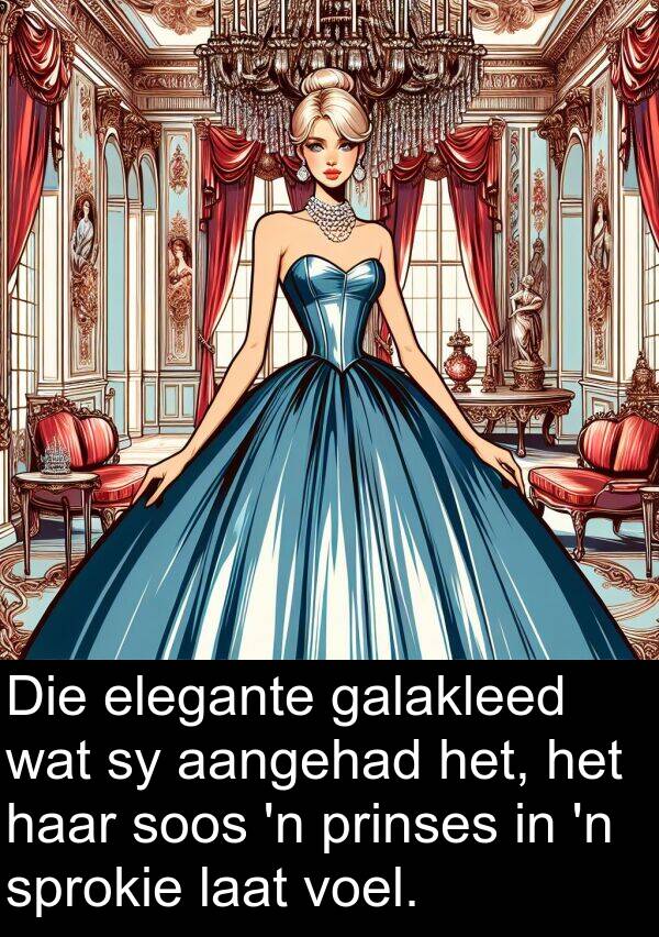 prinses: Die elegante galakleed wat sy aangehad het, het haar soos 'n prinses in 'n sprokie laat voel.