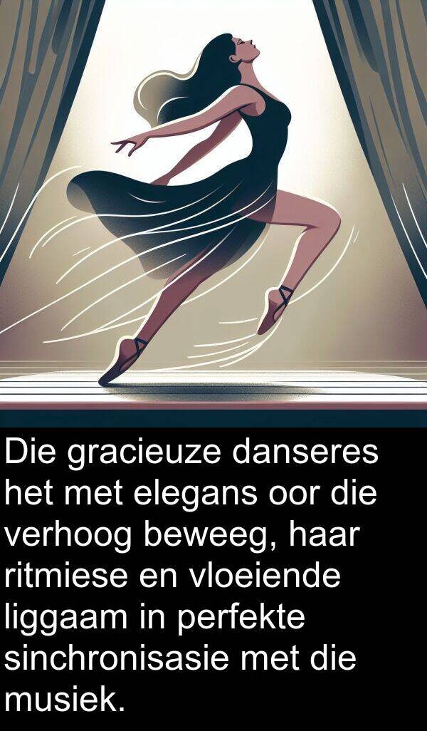 perfekte: Die gracieuze danseres het met elegans oor die verhoog beweeg, haar ritmiese en vloeiende liggaam in perfekte sinchronisasie met die musiek.