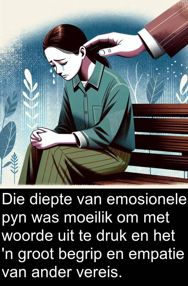 pyn: Die diepte van emosionele pyn was moeilik om met woorde uit te druk en het 'n groot begrip en empatie van ander vereis.