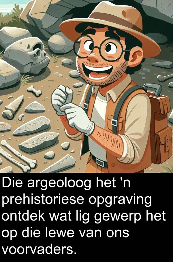 prehistoriese: Die argeoloog het 'n prehistoriese opgraving ontdek wat lig gewerp het op die lewe van ons voorvaders.