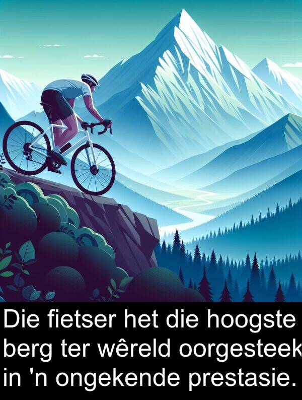 prestasie: Die fietser het die hoogste berg ter wêreld oorgesteek in 'n ongekende prestasie.