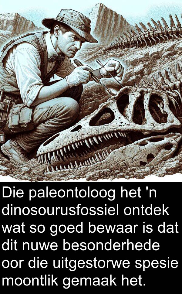 paleontoloog: Die paleontoloog het 'n dinosourusfossiel ontdek wat so goed bewaar is dat dit nuwe besonderhede oor die uitgestorwe spesie moontlik gemaak het.