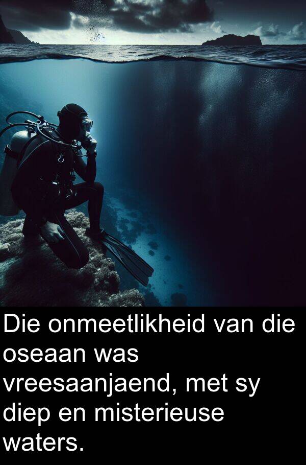 diep: Die onmeetlikheid van die oseaan was vreesaanjaend, met sy diep en misterieuse waters.