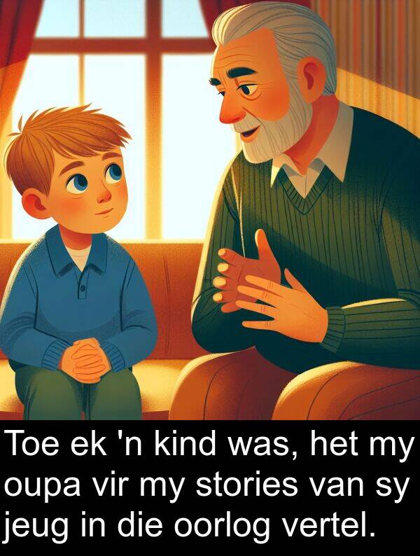 jeug: Toe ek 'n kind was, het my oupa vir my stories van sy jeug in die oorlog vertel.