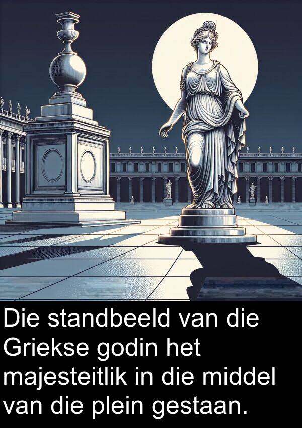 plein: Die standbeeld van die Griekse godin het majesteitlik in die middel van die plein gestaan.