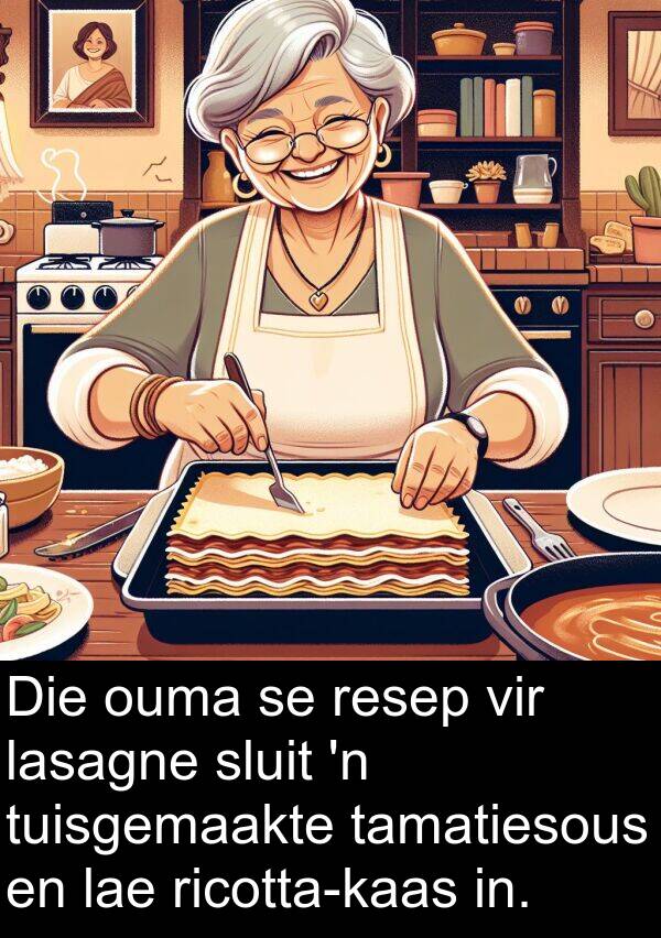 tamatiesous: Die ouma se resep vir lasagne sluit 'n tuisgemaakte tamatiesous en lae ricotta-kaas in.