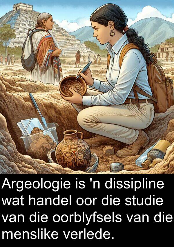 handel: Argeologie is 'n dissipline wat handel oor die studie van die oorblyfsels van die menslike verlede.