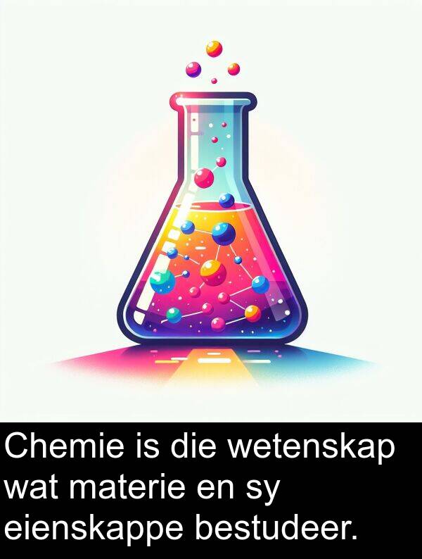 bestudeer: Chemie is die wetenskap wat materie en sy eienskappe bestudeer.