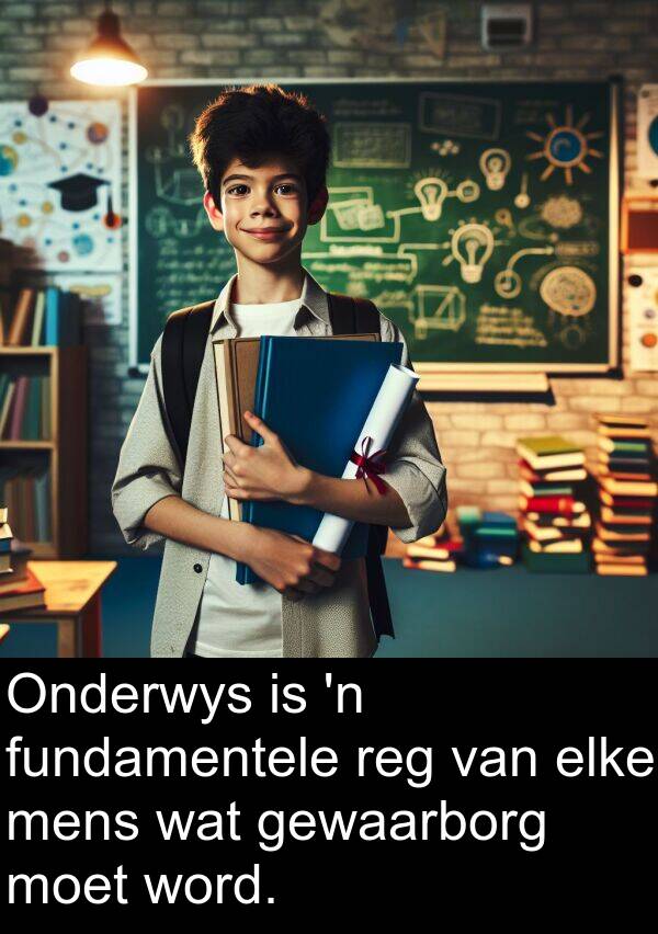 fundamentele: Onderwys is 'n fundamentele reg van elke mens wat gewaarborg moet word.