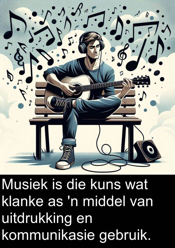 uitdrukking: Musiek is die kuns wat klanke as 'n middel van uitdrukking en kommunikasie gebruik.