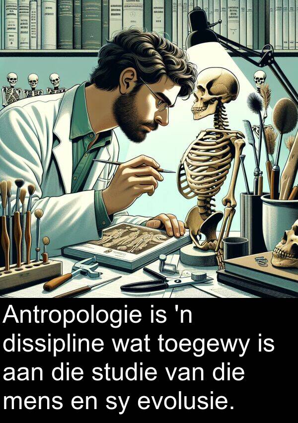 toegewy: Antropologie is 'n dissipline wat toegewy is aan die studie van die mens en sy evolusie.