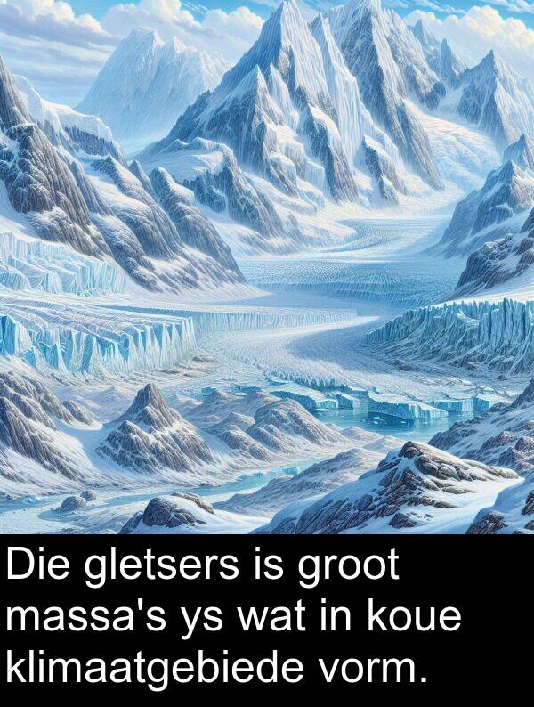 klimaatgebiede: Die gletsers is groot massa's ys wat in koue klimaatgebiede vorm.