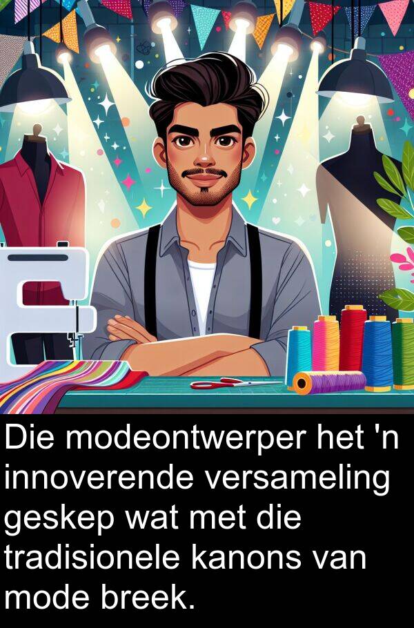 tradisionele: Die modeontwerper het 'n innoverende versameling geskep wat met die tradisionele kanons van mode breek.