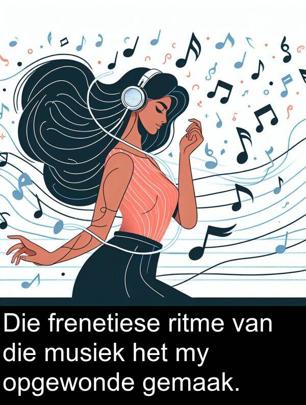 frenetiese: Die frenetiese ritme van die musiek het my opgewonde gemaak.