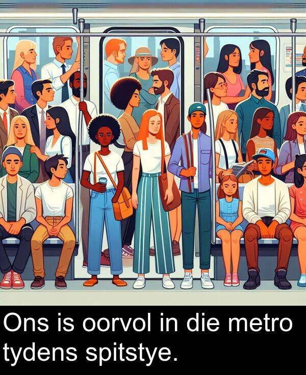 metro: Ons is oorvol in die metro tydens spitstye.