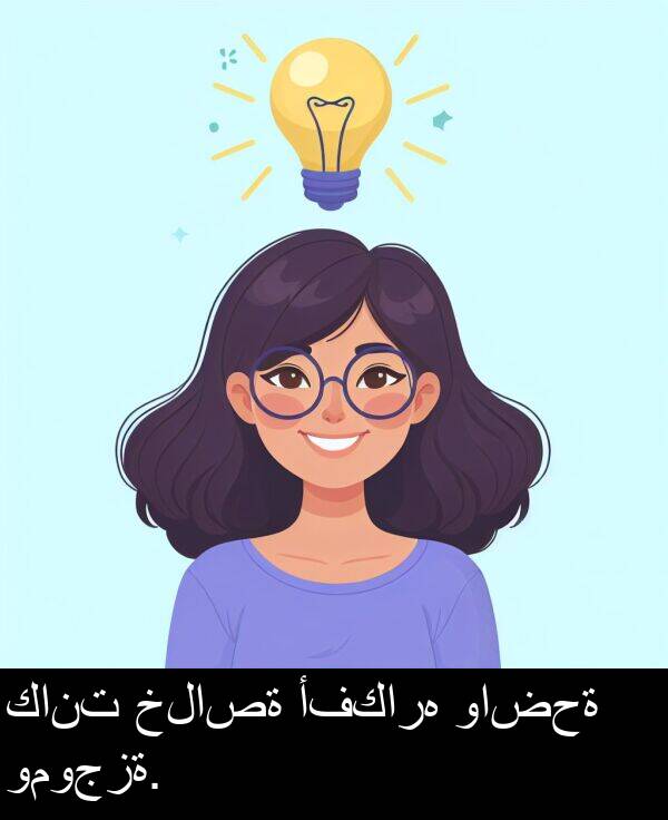 خلاصة: كانت خلاصة أفكاره واضحة وموجزة.