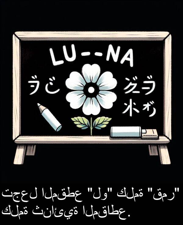 كلمة: تجعل المقطع "لو" كلمة "قمر" كلمة ثنائية المقاطع.