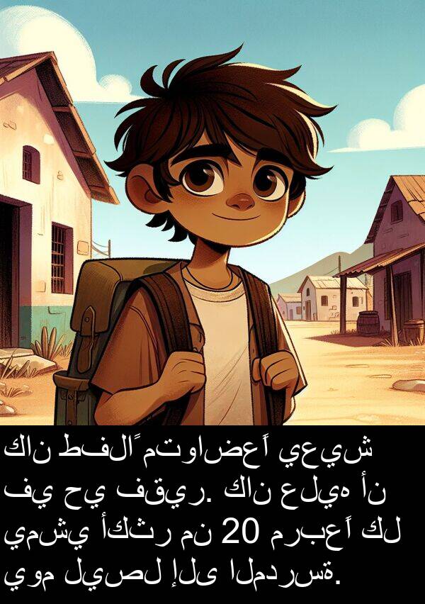 عليه: كان طفلاً متواضعًا يعيش في حي فقير. كان عليه أن يمشي أكثر من 20 مربعًا كل يوم ليصل إلى المدرسة.