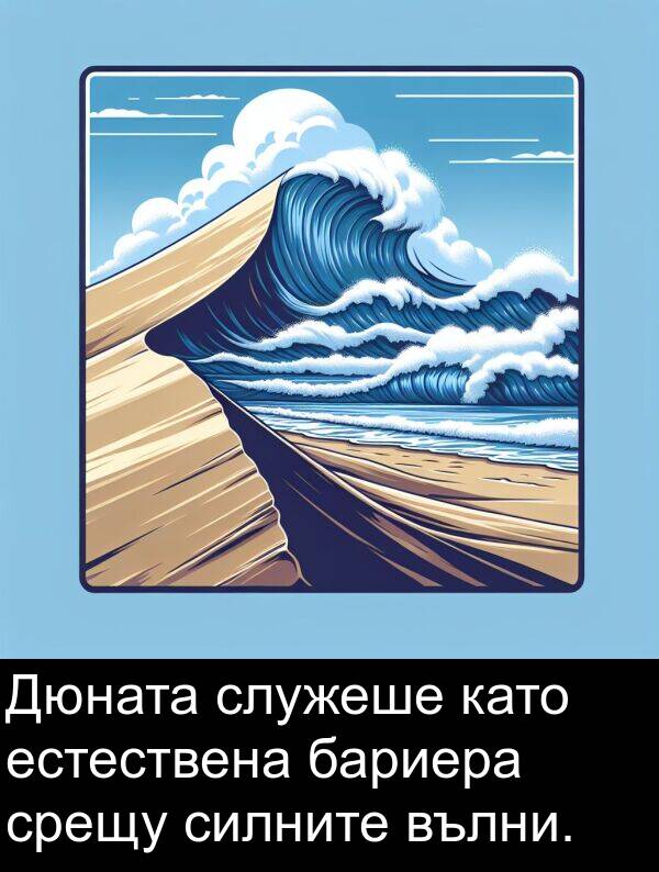 като: Дюната служеше като естествена бариера срещу силните вълни.