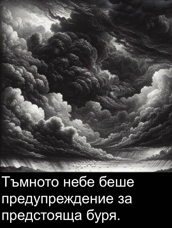 предупреждение: Тъмното небе беше предупреждение за предстояща буря.