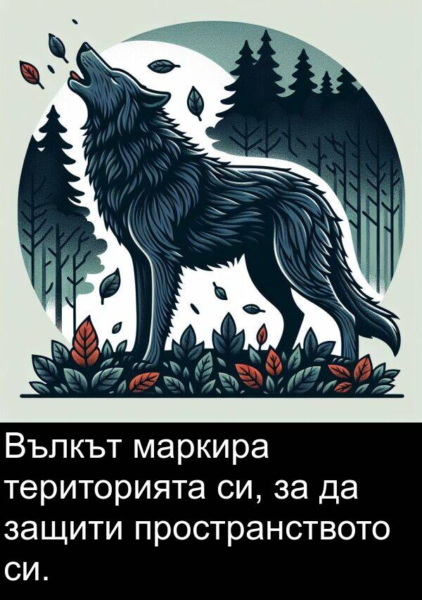 територията: Вълкът маркира територията си, за да защити пространството си.