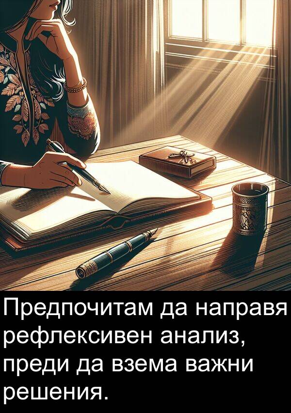 важни: Предпочитам да направя рефлексивен анализ, преди да взема важни решения.