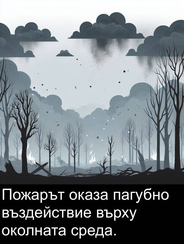пагубно: Пожарът оказа пагубно въздействие върху околната среда.