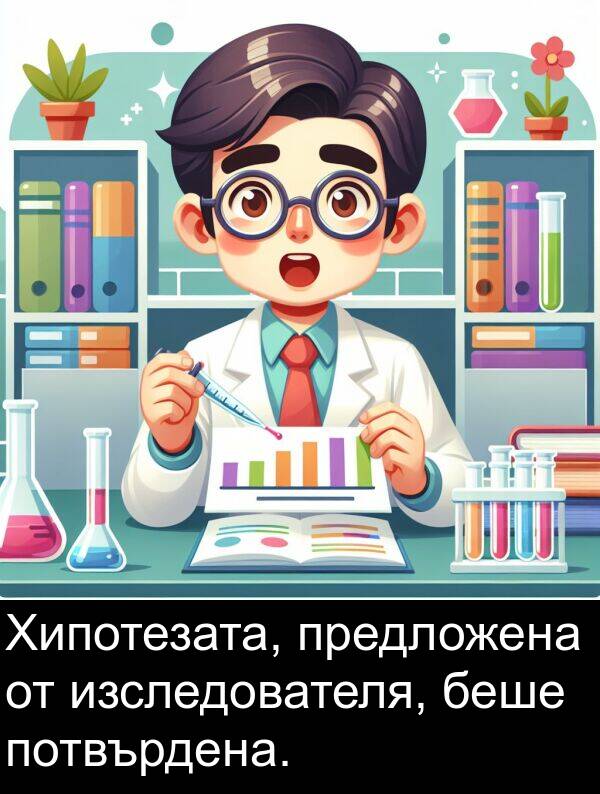 предложена: Хипотезата, предложена от изследователя, беше потвърдена.