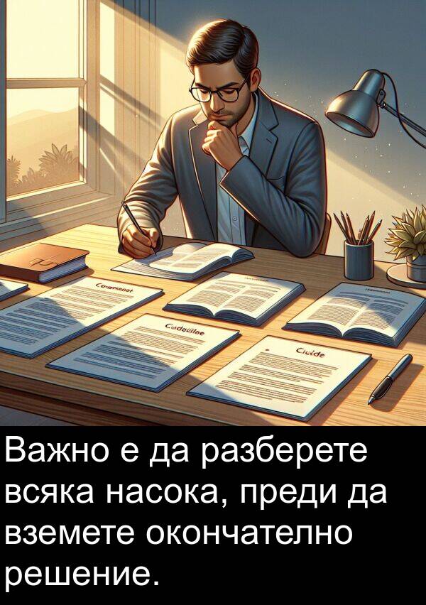 разберете: Важно е да разберете всяка насока, преди да вземете окончателно решение.