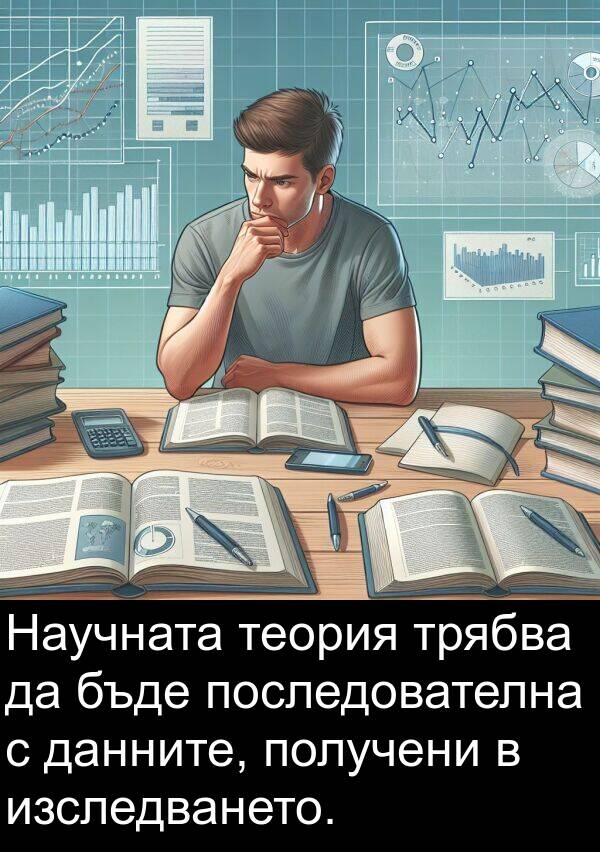 теория: Научната теория трябва да бъде последователна с данните, получени в изследването.