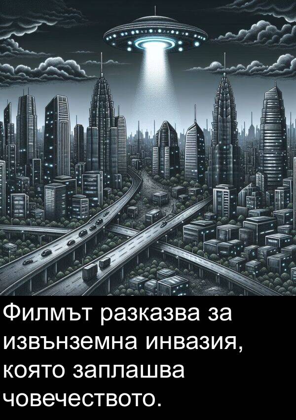 разказва: Филмът разказва за извънземна инвазия, която заплашва човечеството.