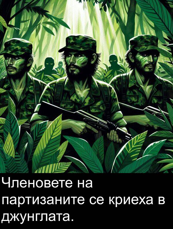 партизаните: Членовете на партизаните се криеха в джунглата.