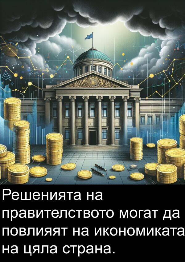 цяла: Решенията на правителството могат да повлияят на икономиката на цяла страна.