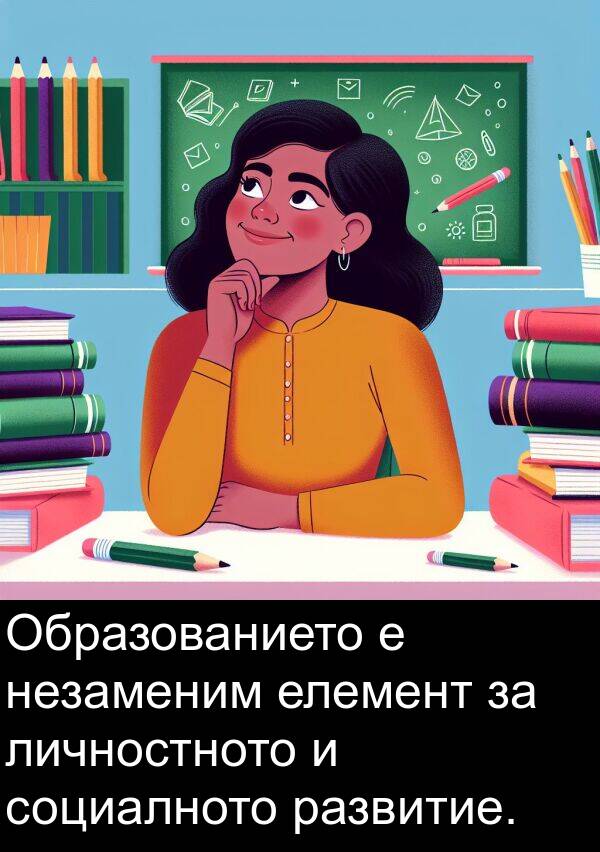 елемент: Образованието е незаменим елемент за личностното и социалното развитие.