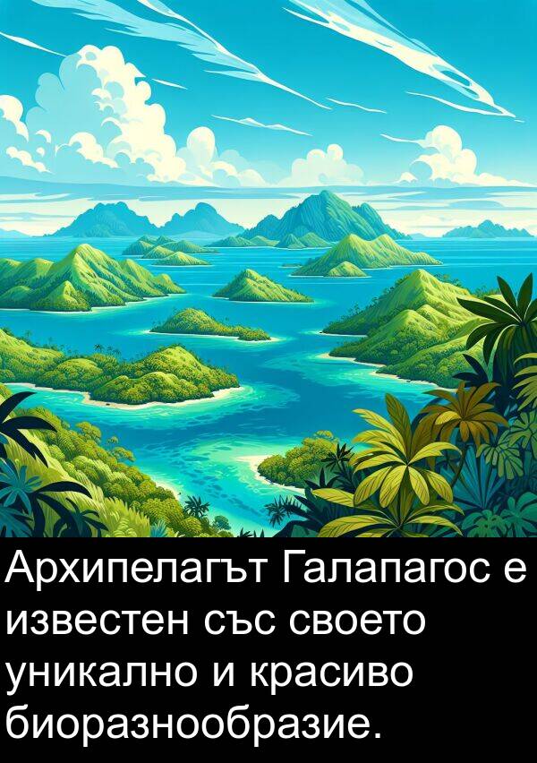 известен: Архипелагът Галапагос е известен със своето уникално и красиво биоразнообразие.