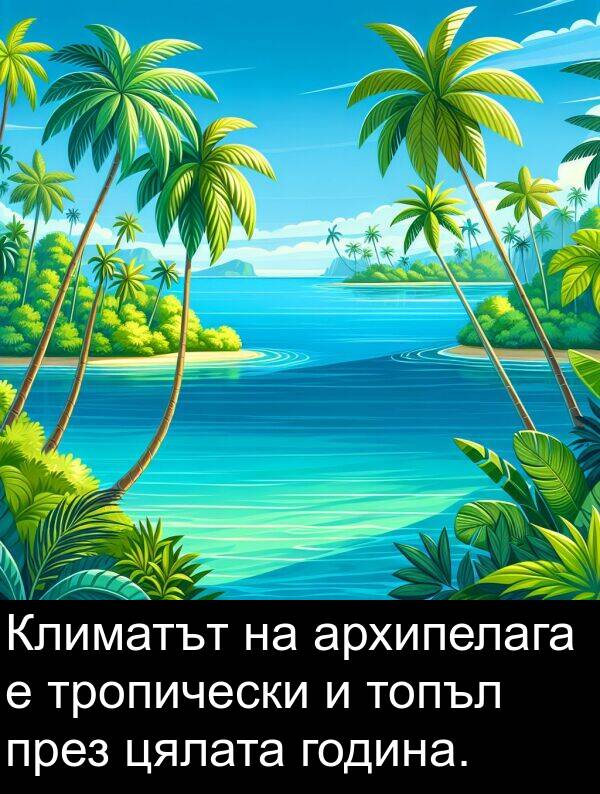 година: Климатът на архипелага е тропически и топъл през цялата година.