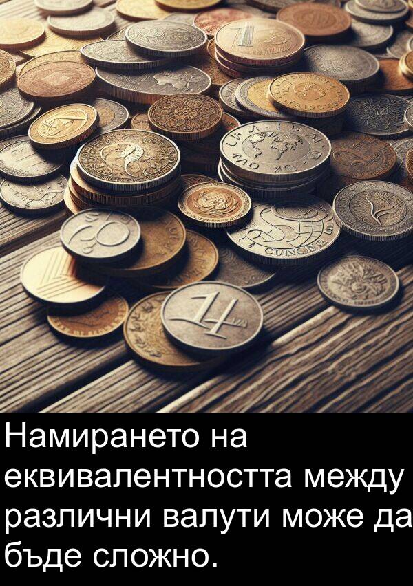 между: Намирането на еквивалентността между различни валути може да бъде сложно.