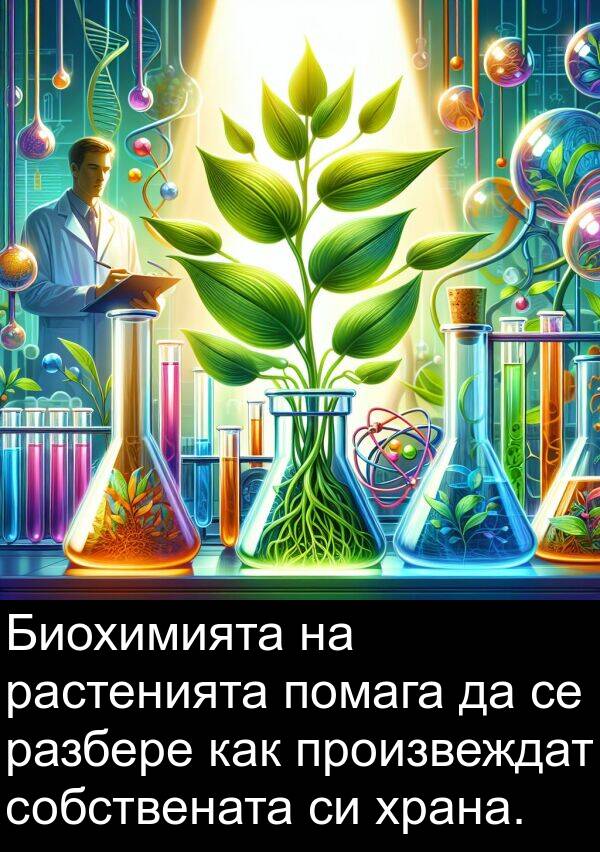 как: Биохимията на растенията помага да се разбере как произвеждат собствената си храна.