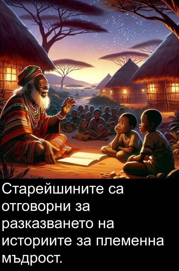 племенна: Старейшините са отговорни за разказването на историите за племенна мъдрост.