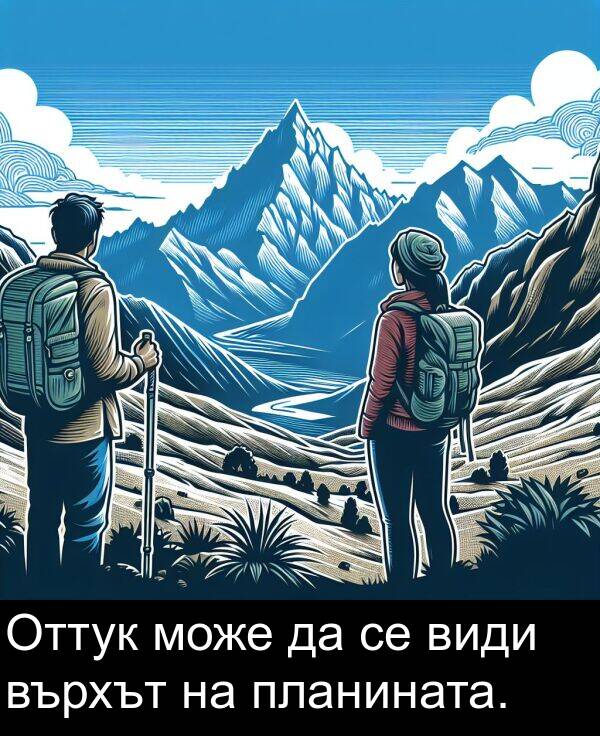 види: Оттук може да се види върхът на планината.