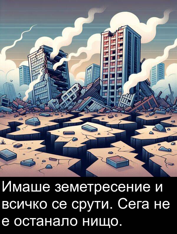 земетресение: Имаше земетресение и всичко се срути. Сега не е останало нищо.